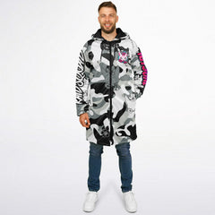 Kitsune White Zipper Cloak - AOP