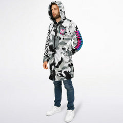 Kitsune White Zipper Cloak - AOP