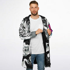 Kitsune White Zipper Cloak - AOP