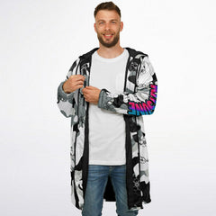 Kitsune White Zipper Cloak - AOP