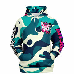 Kitsune Emerald Camo Hoodie