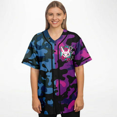 Kitsune Purple Blue Baseball Jersey