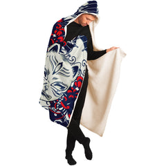 Kitsune Art White Hooded Blanket