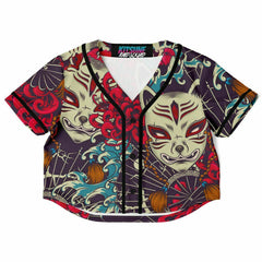 Kitsune Art Cropped Baseball Jersey