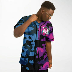 Kitsune Purple Blue Baseball Jersey