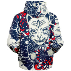 Kitsune White Art Microfleece Ziphoodie