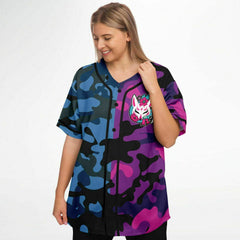 Kitsune Purple Blue Baseball Jersey