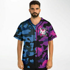 Kitsune Purple Blue Baseball Jersey