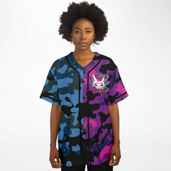 Kitsune Purple Blue Baseball Jersey