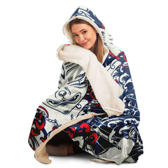 Kitsune Art White Hooded Blanket